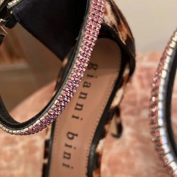 Gianni Bini Animal Print Heels with Sparkling Accents - Picture 3 of 10